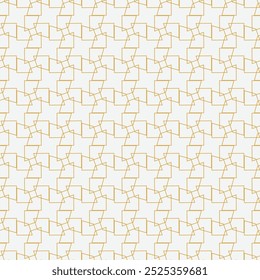 Gold and white diagonal lines seamless vector pattern. Geometric linear tile grid pattern. Luxurious linear mosaic texture Vector illustration.