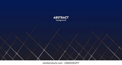 Textura de líneas dinámicas doradas y blancas, fondo azul oscuro. Patrón de punto simple futurista moderno. Ilustración vectorial