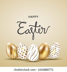 Gold and white Easter eggs,Holiday Easter Day background