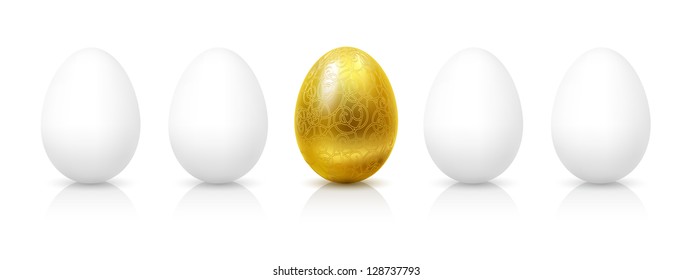 Gold and white eggs.