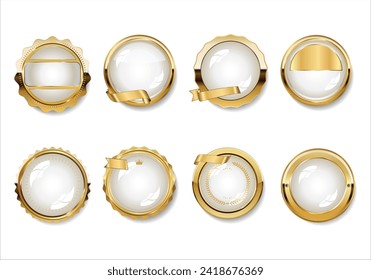 Gold and white empty labels retro vintage design vector collection  