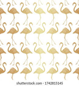 Gold White Flamingo  Pattern Design