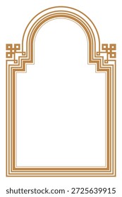 Marco de arco de patrón geométrico Meander clave de oro y blanco. 89