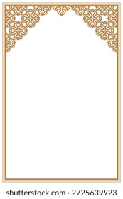 Gold and White Geometric Meander Key Pattern Arch Frame. 91