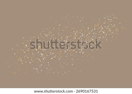 Gold and White Glitter Dot Scatter on Brown, Abstract Festive Glitter Dust Overlay, Elegant Luxe Confetti Dots on Taupe