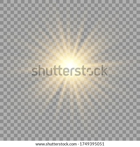 Gold or white glowing light burst explosion transparent. Vector illustration for cool effect decoration with ray sparkles. Bright star. Transparent shine gradient glitter, bright flare. Glare texture