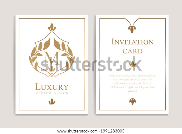 Gold and white greeting card design. Luxury vector\
ornament template. Great for invitation, flyer, menu, brochure,\
postcard, background, wallpaper, decoration, packaging or any\
desired idea.