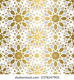 Gold, Weiß und Grau Luxus Vektor nahtlose Muster. Ornament, Traditionelle, ethnische, arabische, türkische, indische Motive. Ideal für Gewebe und Textilien, Tapeten, Verpackungsdesign oder jede erwünschte Idee.