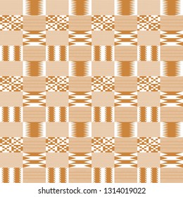 Gold and White Kente Cloth Seamless Pattern - Beautiful Kente cloth repeating pattern design