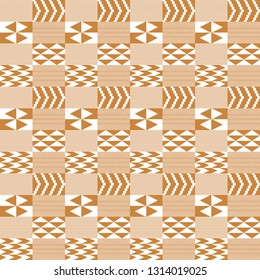 Gold and White Kente Cloth Seamless Pattern - Beautiful Kente cloth repeating pattern design