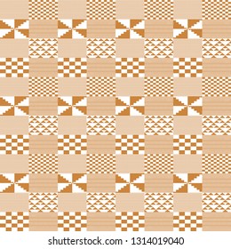 Gold and White Kente Cloth Seamless Pattern - Beautiful Kente cloth repeating pattern design