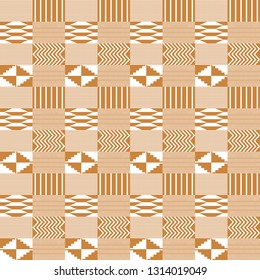 Gold and White Kente Cloth Seamless Pattern - Beautiful Kente cloth repeating pattern design