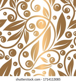 Gold und Weiß sind nahtlose Muster. Vintage-Vektorillustration-Ornament-Vorlage. Paisley-Elemente. Ideal für Stoff, Einladung, Hintergrund, Tapete, Dekoration, Verpackung oder jede erwünschte Idee.