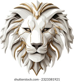 GOLD and white lion face vector, polygonal shapes