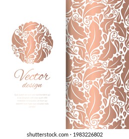 Gold and white luxury invitation card design. Vintage ornament template. Can be used for background and wallpaper. Elegant and classic vector elements great for decoration.