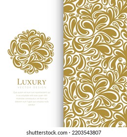 Gold and white luxury invitation card design with vector ornament pattern. Vintage template. Can be used for background and wallpaper. Elegant and classic vector elements great for decoration.