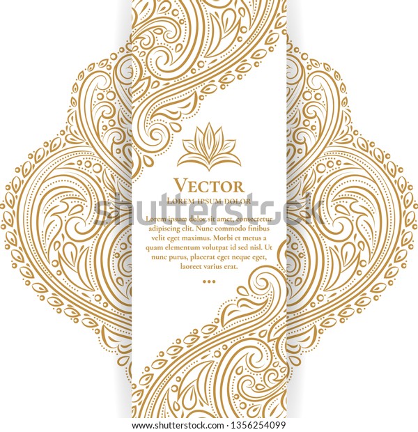 Gold and white\
luxury invitation card design. Vintage ornament template. Can be\
used for background and wallpaper. Elegant and classic vector\
elements great for\
decoration.