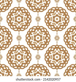 Luxus-Vektor-Muster Gold und Weiß, nahtlos. Ornament, Traditionelle, ethnische, arabische, türkische, indische Motive. Ideal für Gewebe und Textilien, Tapeten, Verpackungsdesign oder jede erwünschte Idee. 
