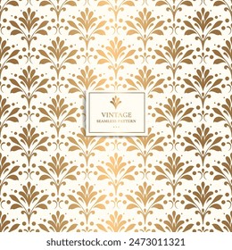 Gold and white luxury vector seamless pattern. Ornament, Traditional, Ethnic, Arabic, Turkish, Indian motifs. Great for fabric and textile, wallpaper, packaging design or any desired idea.