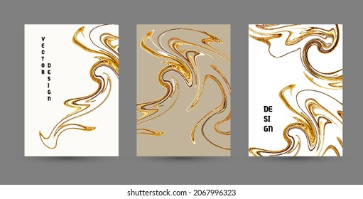 Gold, white marble template, artistic covers design, colorful realistic texture, luxury backgrounds. Trendy pattern, graphic poster, cards. Vector illustration