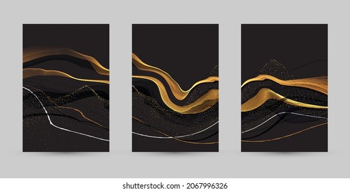 Gold, white marble template, artistic covers design, colorful realistic texture, luxury backgrounds. Trendy pattern, graphic poster, cards. Vector illustration