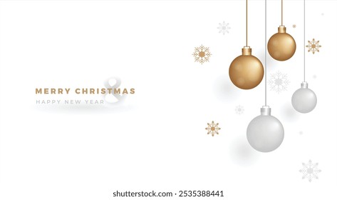 GOLD AND WHITE MERRY CHRISTMAS AND HAPPY NEW YEARS SIMPLE VECTOR