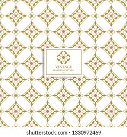 Gold and white ornamental seamless pattern. Vintage vector, luxury elements. Great for fabric, invitation, flyer, menu, brochure, background, wallpaper, decoration, packaging or any desired idea.