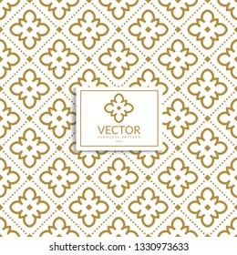 Gold and white ornamental seamless pattern. Vintage vector, luxury elements. Great for fabric, invitation, flyer, menu, brochure, background, wallpaper, decoration, packaging or any desired idea.