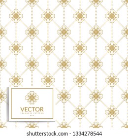 Gold and white ornamental seamless pattern. Vintage vector, luxury elements. Great for fabric, invitation, flyer, menu, brochure, background, wallpaper, decoration, packaging or any desired idea.