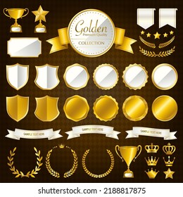 Gold and white premium ribbon frame set. Vector illustration set.