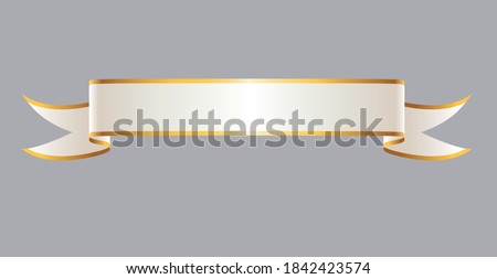 Gold and White Ribbon with Gray Background