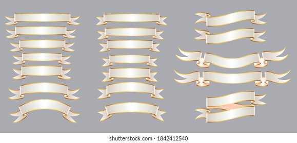 Gold and White Ribbons in different Shapes