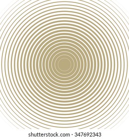 Gold and white rings. Sound wave wallpaper. Radio station signal. Circle spin vector background. Line texture. Target