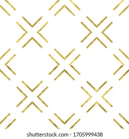 Patrón transparente dorado y blanco con rejilla texturada de lámina brillante. Fondo geométrico artístico abstracto. Ilustración brillante brillante brillante para el diseño de tela, papel pintado, papel decorativo, tela