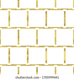 Patrón transparente dorado y blanco con rejilla de película texturada de lámina brillante. Fondo geométrico artístico abstracto. Ilustración brillante brillante brillante para el diseño de tela, papel pintado, papel decorativo, tela