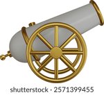 gold and white stylized cannon. isolated ramadan 3d cannon