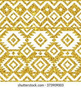 Gold and white tribal seamless pattern