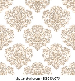 Gold and white vintage vector seamless pattern, wallpaper. Elegant classic texture. Luxury ornament. Royal, Victorian, Baroque elements. Great for fabric and textile, wallpaper, or any desired idea.