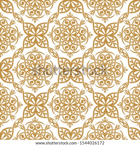 Gold and white vintage vector seamless pattern, wallpaper. Elegant classic texture. Luxury ornament. Royal, Victorian, Baroque elements. Great for fabric and textile, wallpaper, or any desired idea.