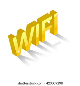Gold Wi Fi . Wi Fi Wireless Network Symbol.