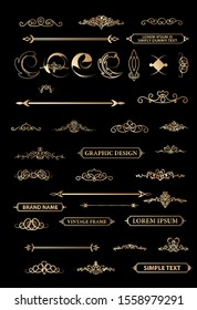 Gold Wicker lines and old decor elements in vector.