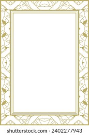 Gold wide frame with fantasy ornament. A4 format. Title page. Frame for photos, pictures, greeting cards and more. Version No. 9. Vector illustration