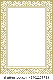 Gold wide frame with fantasy ornament. A4 format. Title page. Frame for photos, pictures, greeting cards and more. Version No. 4. Vector illustration