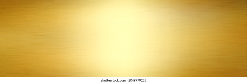 Gold wide texture. Luxury shining metal. Realistic steel for advertising. Golden foil with light effect. Bright gold background. Vector illustration.