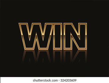 Gold Win Banner Isolated on a Black Background. Ideal for use on competition banners and leaflets.