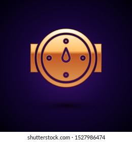 Gold Wind rose icon isolated on dark blue background. Compass icon for travel. Navigation design.  Vector Illustration