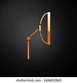 Gold Windscreen wiper icon isolated on black background.  Vector Illustration