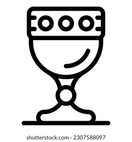Gold wine cup icon outline vector. David religion. Culture food