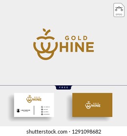 gold wine or grapes type logo template vector illustration with business card - vector