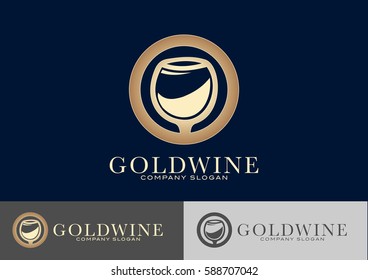 Gold Wine Logo Template Design Vector 